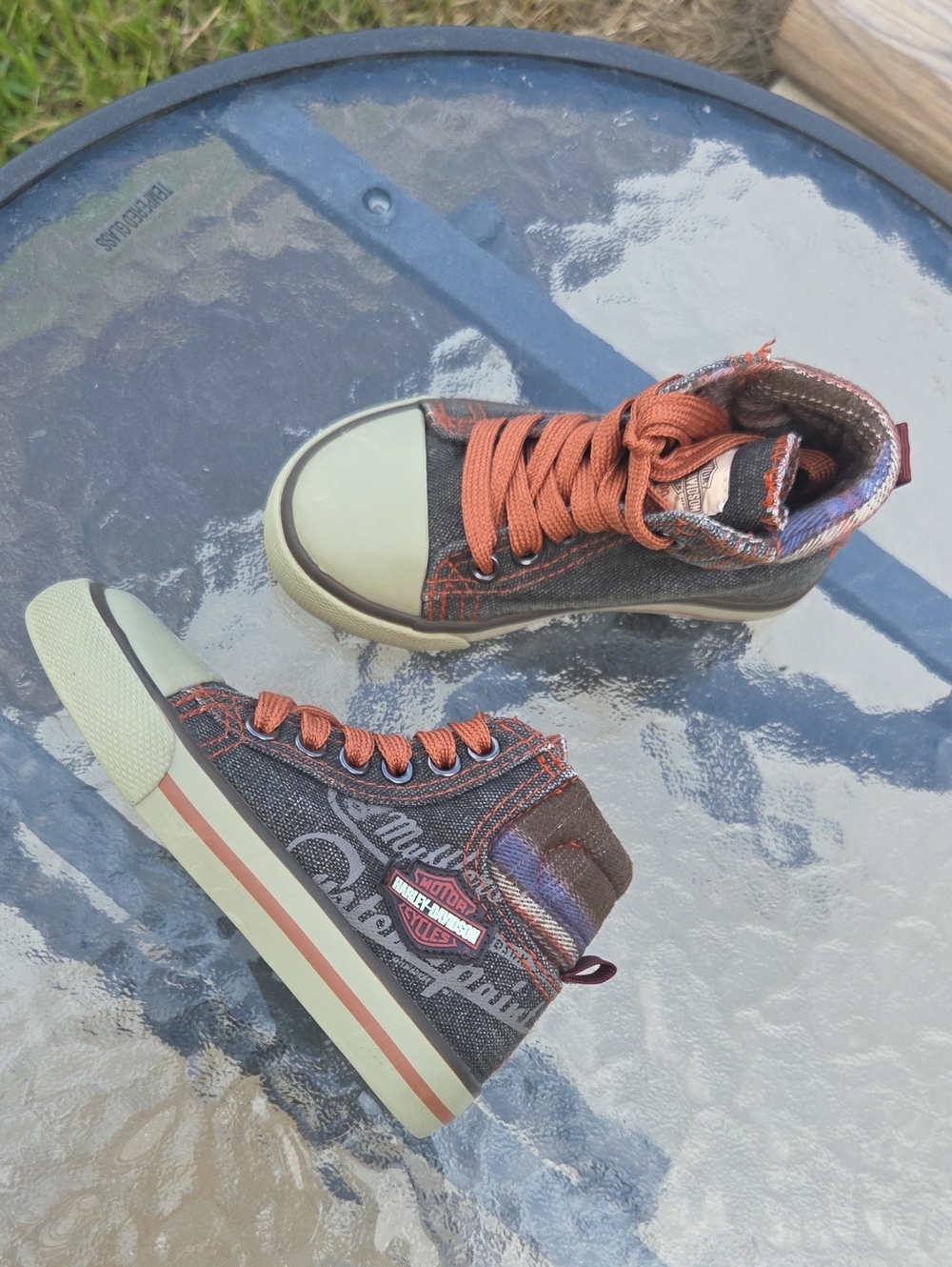 Harley-Davidson children's denim high-top sneakers Sz 7